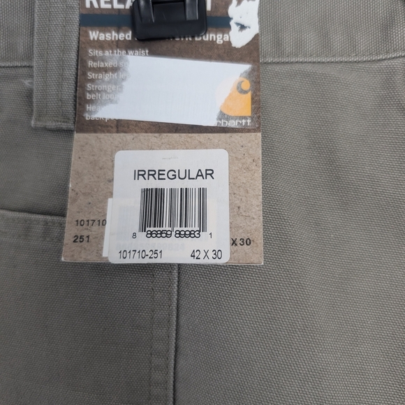 Carhartt Pants Mens Size 42”x30” Gray/Tan Relaxed Fit Washed Duck Work Dungaree - Picture 6 of 7